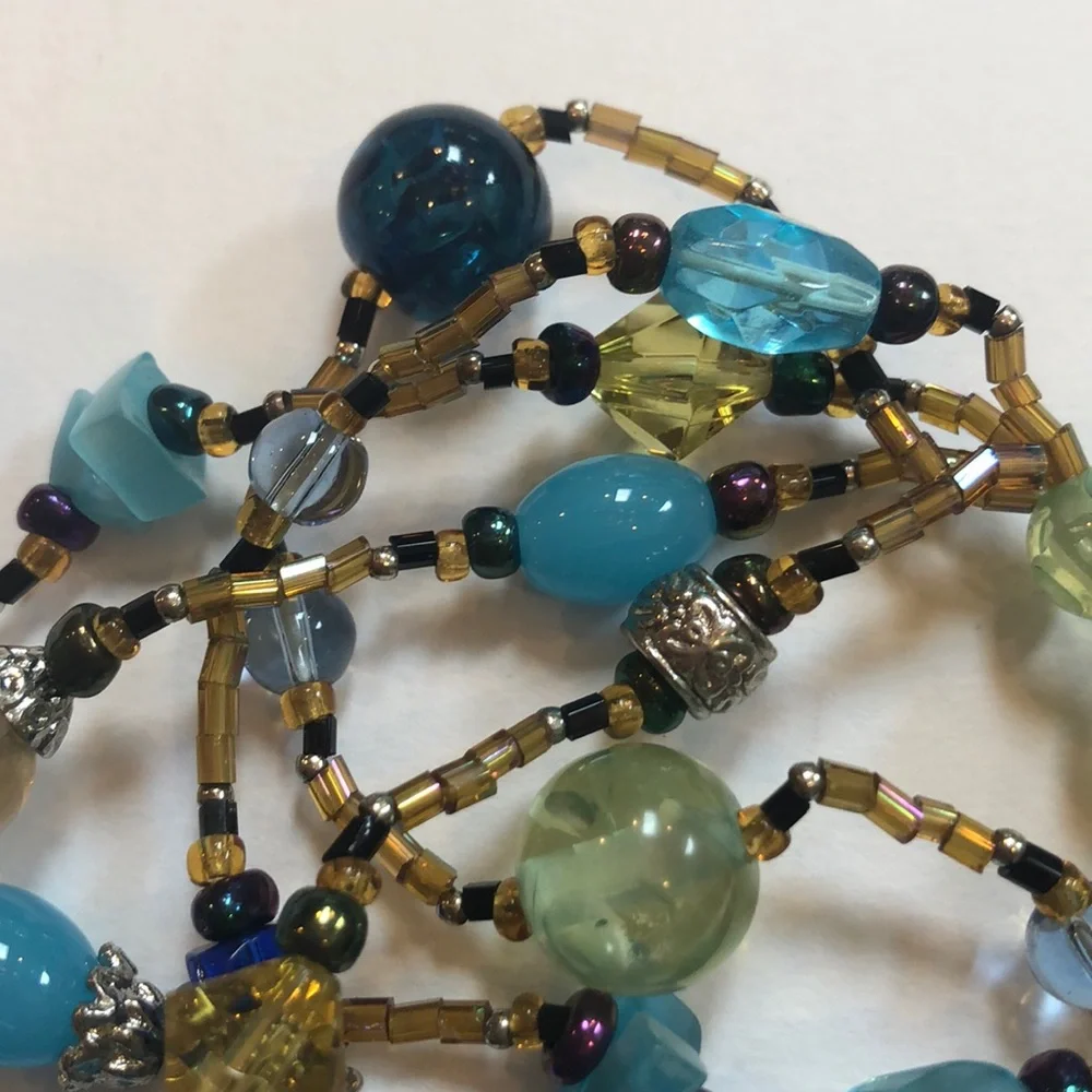Calypso Studios bracelet beaded multi color 5 strand elastic stretchy Y2K